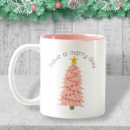 Personalisierter Pink Weihnachtsbaum haben einen s Zweifarbige Tasse