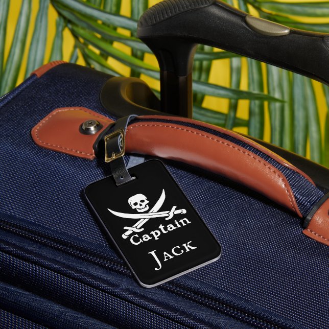 Personalisierter Piratenkapitän Gepäckmarke Gepäckanhänger (Vorderseite Insitu 1)