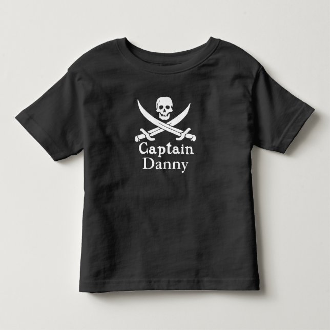 Personalisierter Piratenkapitän Kleinkind T-shirt (Vorderseite)