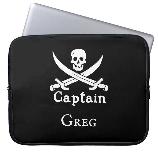 Personalisierter Piratenkapitän Laptopschutzhülle (Vorderseite)