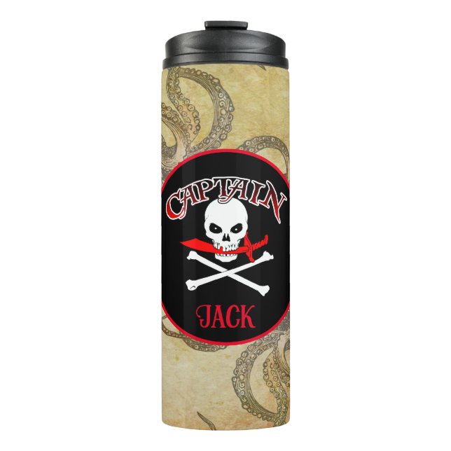 Personalisierter Piratenkapitän Thermosbecher (Vorderseite)