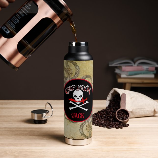 Personalisierter Piratenkapitän Trinkflasche (Kaffee)