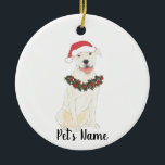 Personalisierter Pitbull Staffy (weiß) Keramik Ornament<br><div class="desc">Machen Sie die schöne Liste in diesem Jahr mit einem Ornament Ihrer Lieblings-Elf!</div>