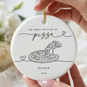 Personalisierter Pizza-Liebhaber-Weihnachtsschmuck Keramik Ornament