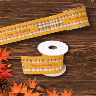 Personalisierter Plaid-Text zum Erntedankfest Satinband