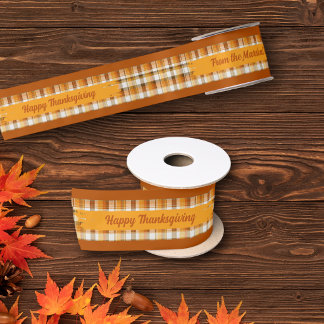 Personalisierter Plaid-Text zum Erntedankfest Satinband