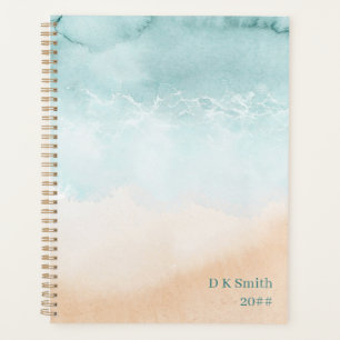 Personalisierter Planer für den Aquarellstrand