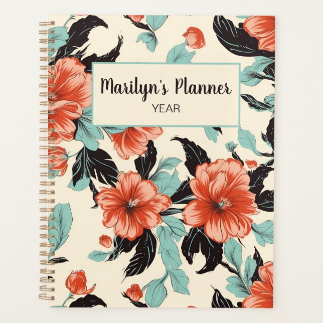 Personalisierter Planer für Korallen und Minze (Vorderseite)