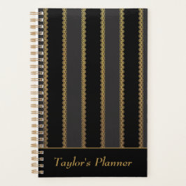 Personalisierter Planer für Schwarz und Gold Strei
