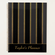 Personalisierter Planer für Schwarz und Gold Strei