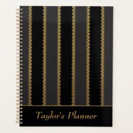 Personalisierter Planer für Schwarz und Gold Strei