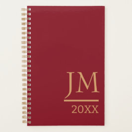 Personalisierter Planer mit dunkelrotem Cover
