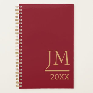 Personalisierter Planer mit dunkelrotem Cover