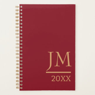 Personalisierter Planer mit dunkelrotem Cover