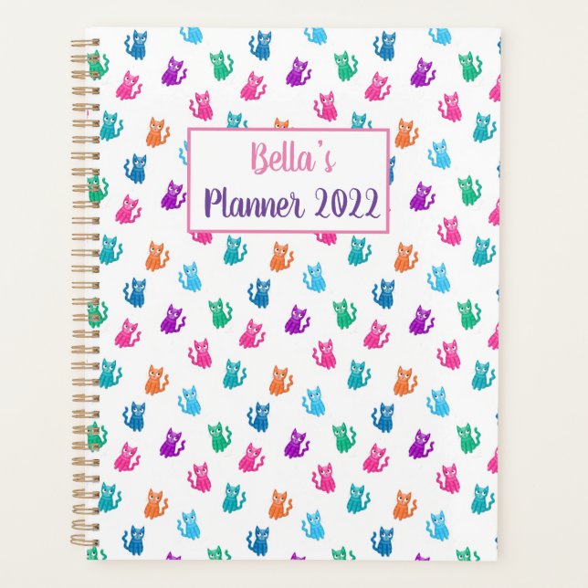 Personalisierter Planner bunt Kitty Planer (Vorderseite)