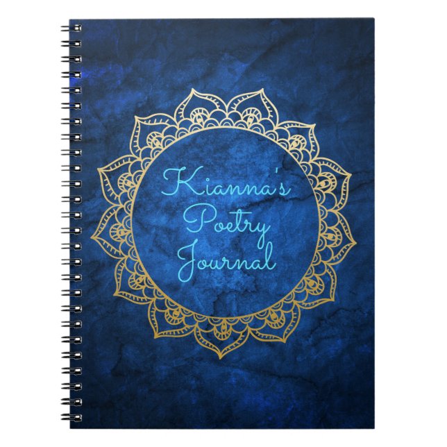 Personalisierter Poesie-Zeitschriften-GoldMandala Notizblock (Vorderseite)