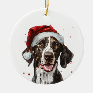 Personalisierter Pointer-Hund Weihnachten Keramik Ornament