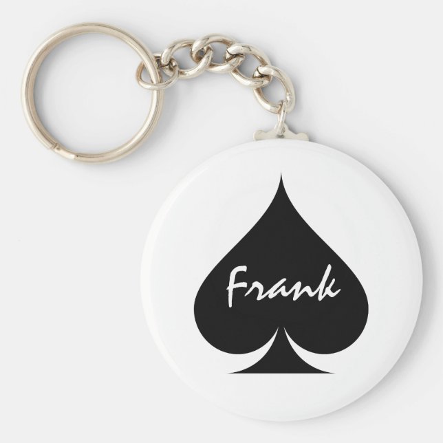 Personalisierter Poker Schlüsselanhänger mit Pik-A (Vorne)