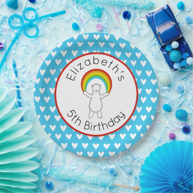 Personalisierter Polar- und Regenbogenpapierplatte Pappteller (Party)