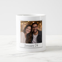 Personalisierter Polaroid-Fotomug mit Datum Jumbo-Tasse