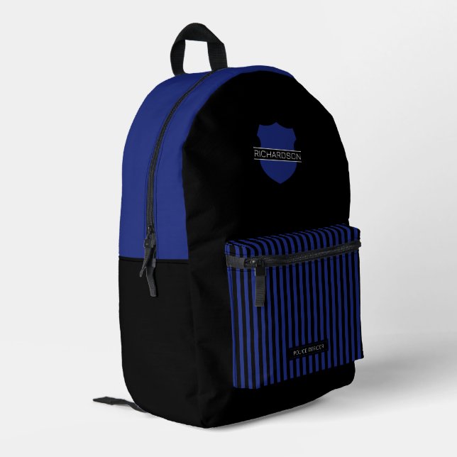Personalisierter Polizeibeamter Abzeichen Blaue St Bedruckter Rucksack (Rückseitige Ecke links)