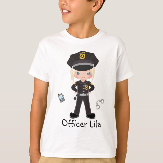 Personalisierter Polizeibeamter für Mädchen - Rech T-Shirt (Vorderseite)