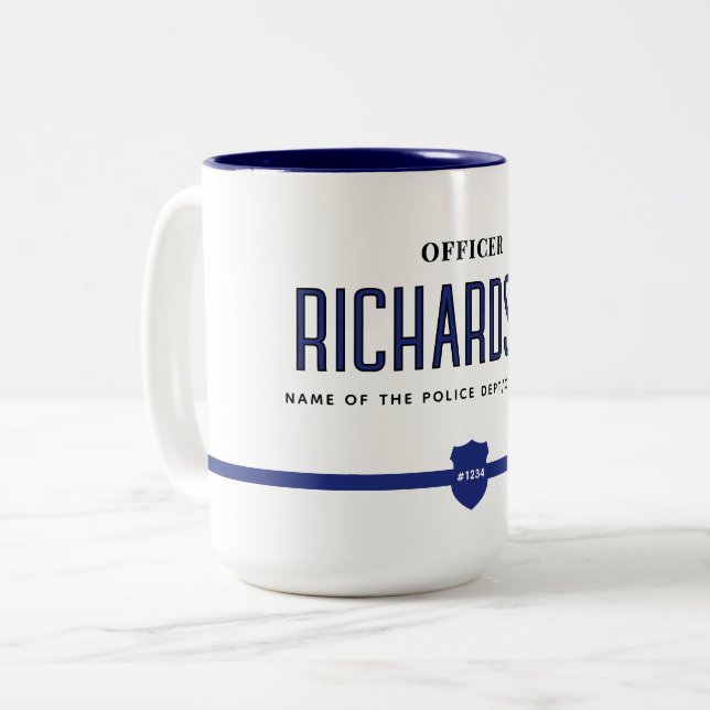 Personalisierter Polizeibeamter für moderne Dünnbl Zweifarbige Tasse (Vorderseite Links)