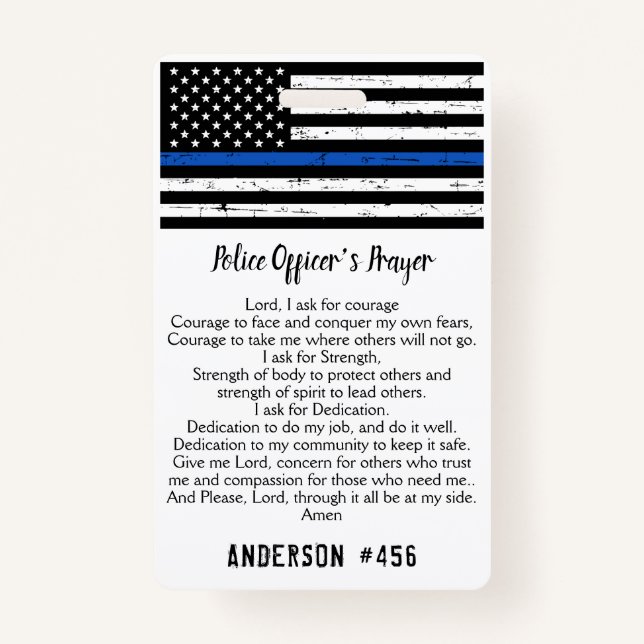 Personalisierter Polizeibeamter Gebet Thin Blue Li Ausweis (Vorderseite)