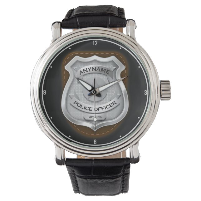 Personalisierter Polizeibeamter Sheriff Polizist N Armbanduhr (Vorderseite)