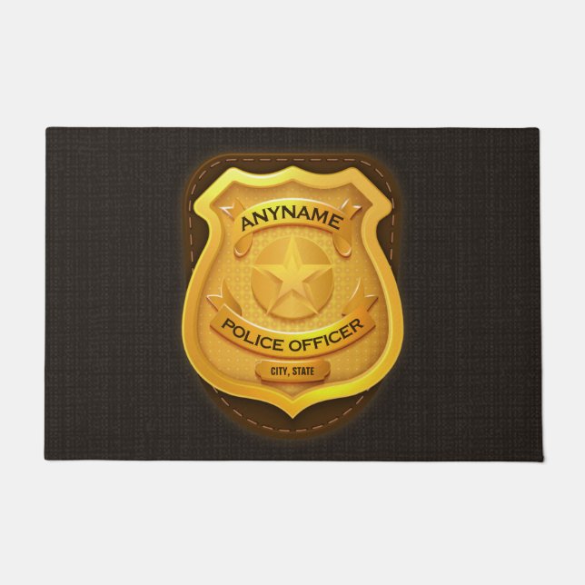 Personalisierter Polizeibeamter Sheriff Polizist N Fußmatte (Vorderseite)