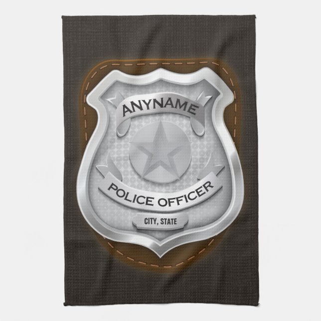 Personalisierter Polizeibeamter Sheriff Polizist N Geschirrtuch (Vertikal)