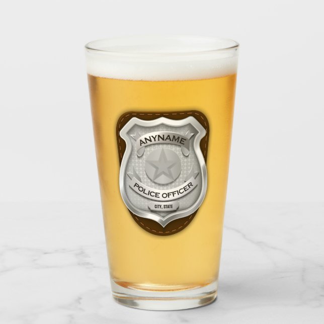 Personalisierter Polizeibeamter Sheriff Polizist N Glas (Vorne (Gefüllt))