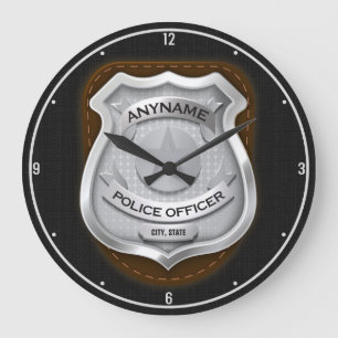 Personalisierter Polizeibeamter Sheriff Polizist N Große Wanduhr