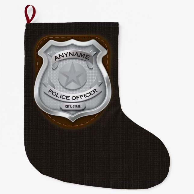 Personalisierter Polizeibeamter Sheriff Polizist N Großer Weihnachtsstrumpf (Vorderseite)