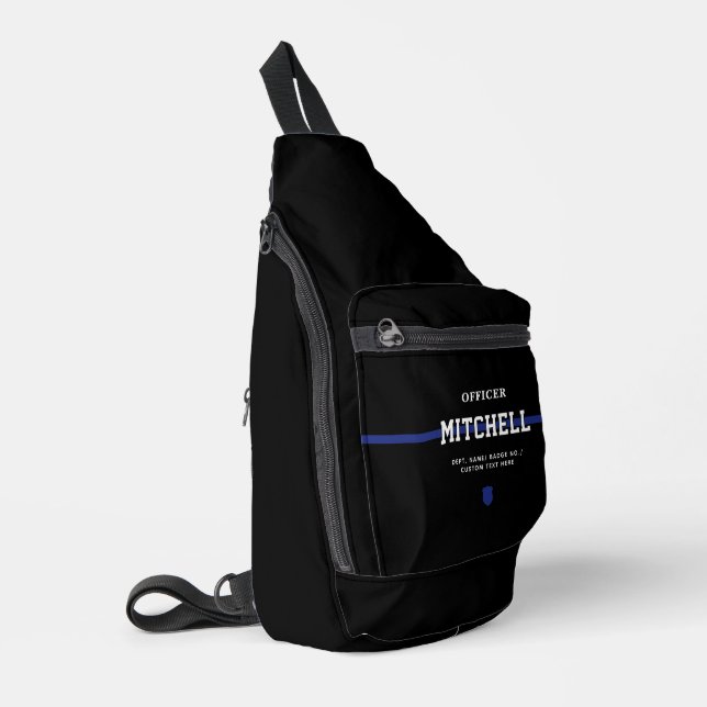 Personalisierter Polizeibeamter Thin Blue Line Crossbody Bag (Linke Seite)