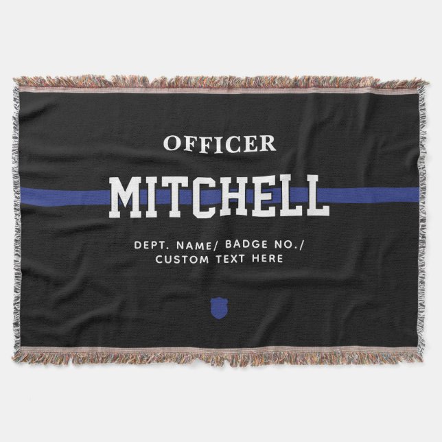 Personalisierter Polizeibeamter Thin Blue Line Decke (Vorderseite)