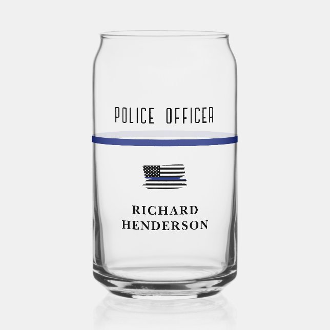 Personalisierter Polizeibeamter Thin Blue Line Dosenglas (Vorderseite)