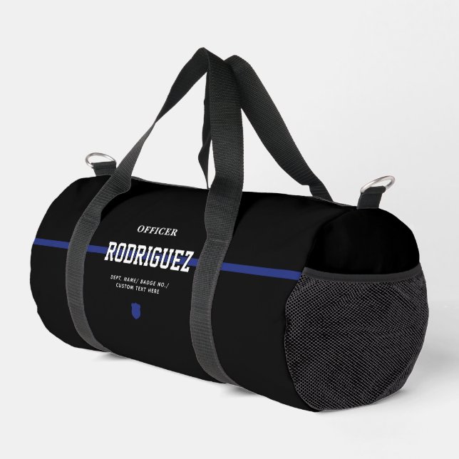 Personalisierter Polizeibeamter Thin Blue Line Duffle Bag (Rechte Ecke)