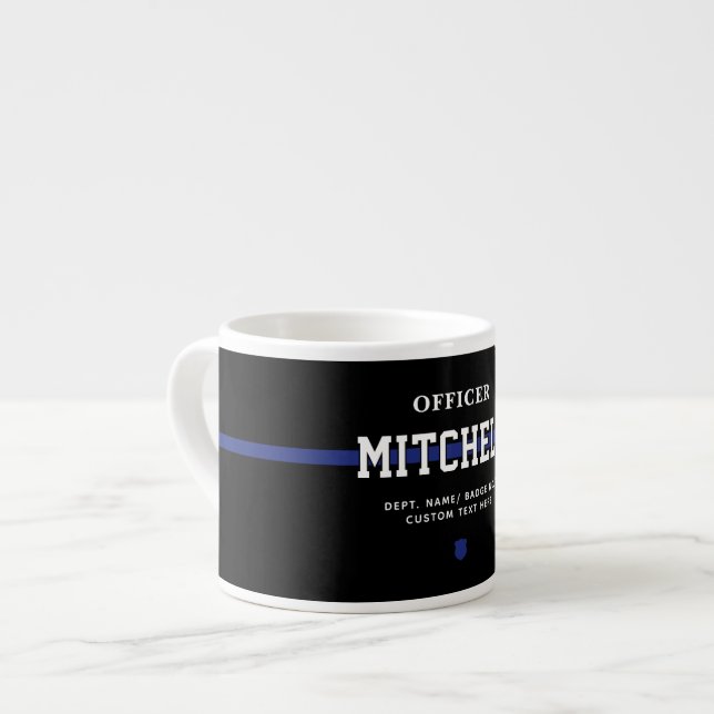 Personalisierter Polizeibeamter Thin Blue Line Espressotasse (Vorderseite Links)