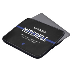 Personalisierter Polizeibeamter Thin Blue Line Laptopschutzhülle