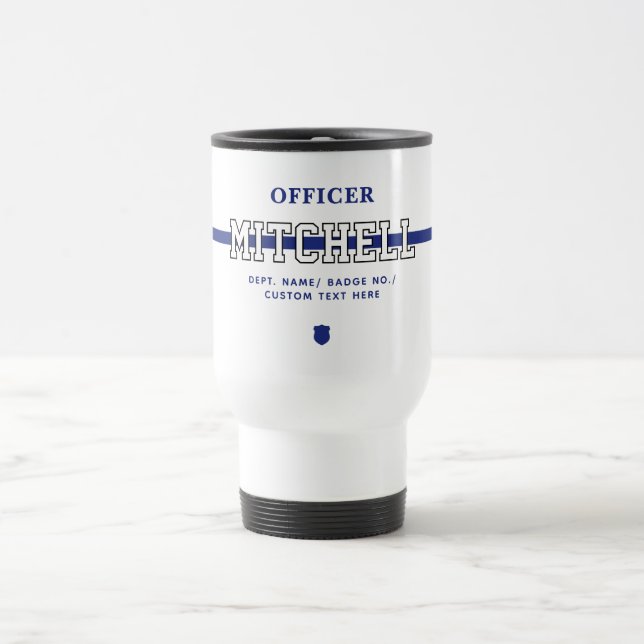 Personalisierter Polizeibeamter Thin Blue Line Reisebecher (Mittel)