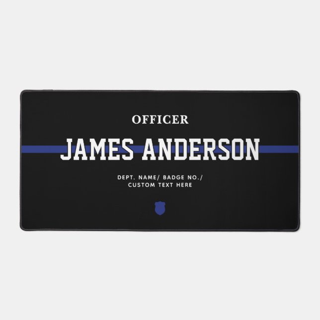 Personalisierter Polizeibeamter Thin Blue Line Schreibtischunterlage (Vorderseite)