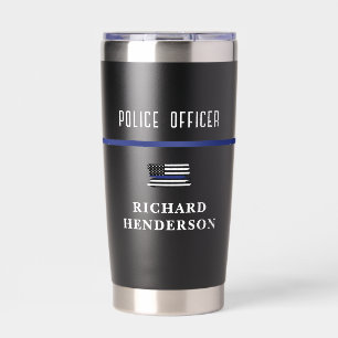 Personalisierter Polizeibeamter Thin Blue Line Thermobecher