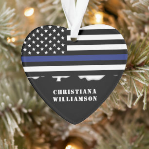 Personalisierter Polizeibeamter Thin Blue Line US- Ornament