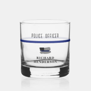 Personalisierter Polizeibeamter Thin Blue Line Whiskyglas