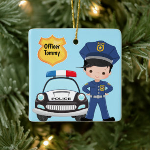 Personalisierter Polizeibeamter und Patrouillenkin Keramikornament