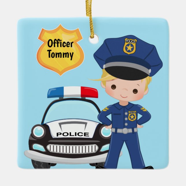Personalisierter Polizeibeamter und Patrouillenkin Keramikornament (Vorderseite)