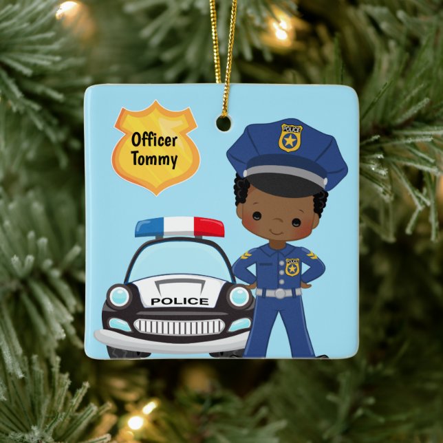 Personalisierter Polizeibeamter und Patrouillenkin Keramikornament (Baum)