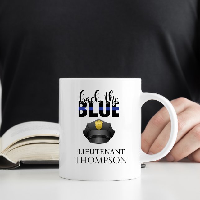 Personalisierter Polizeihut das Blaue zurück Kaffeetasse (Von Creator hochgeladen)