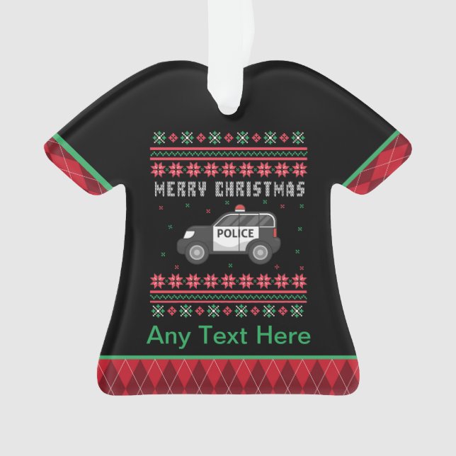 Personalisierter Polizeiwagen Ugys Weihnachten Ornament (Vorderseite)